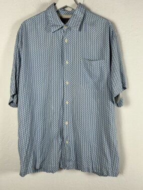 Patrick James West Coast Classic Mens Geometric Print Short Sleeve Silk Shirt XL